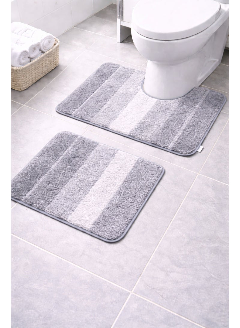 EBREEZZ 2-Piece Luxury Gradient Bathroom Mat Set – U-Shape Toilet Rug & Rectangular Floor Mat – Ultra Soft & Absorbent - Image 1
